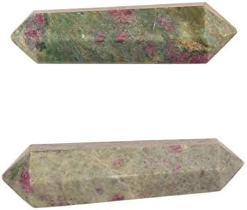 Блес -лековити скапоцени камења Руби фукзит кристал точки стапче двојно завршено стапче Реики Чакра Полирана 6 фацетирана кварц