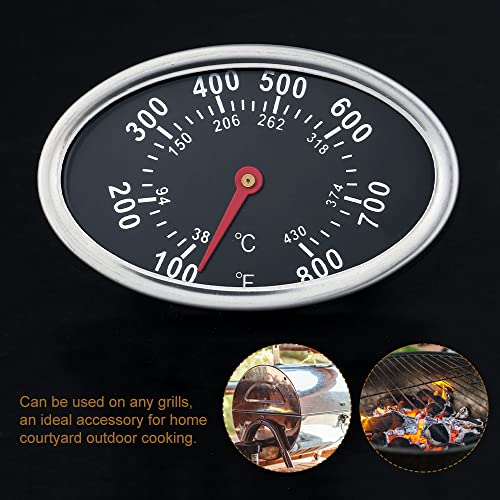 Замена на термометар за метеж на метри за Nexgrill Carmglow, 3 -инчен BBQ мерач на мерач од не'рѓосувачки челик Индикатор за топлина од не'рѓосувачки челик, температура на овал
