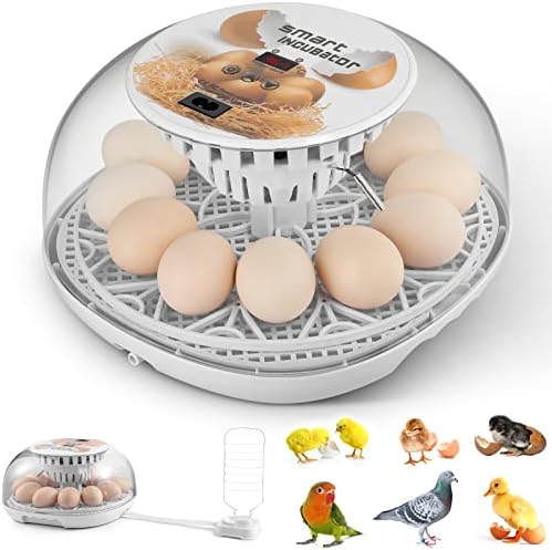 Инкубатор за јајца, 12 Јајца Инкубатор Со Автоматско Вртење Јајца, Целосно Автоматски Дигитален Инкубатор, Голем Капацитет од 12-40 Јајца Тарнер