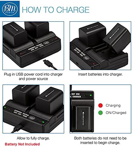 BM NP-F330, NP-F550, NP-F970 Dual Bay Battery Charger за Sony PXW-Z150, NEX-EA50M, FDR-OX14K, HDR-AX2000, FX1, FX7, FX1000, HVR-HD1000, V1U, Z5U, Z7U, HXR-NX5U, MC2000U, MC2500, HXR-NX100 Камкордери