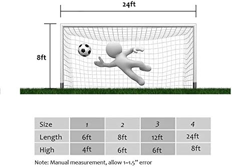 Фудбалска мрежа 12х6, Детска Фудбалска Мрежа За Замена На Гол Нето И Ремени За Фудбалски Гол, Одговара На 6' Х 4', 8' Х 6', 12' Х 6', 24' Х 8' Гол Нето