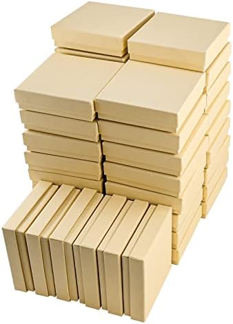 Батифински картонски накит кутии за подароци, 80 пакувања 3.5x3,5x1 инчи, најголемиот дел од памук исполнети мали кутии за накит со капаци за кутија за приказ на наракви?