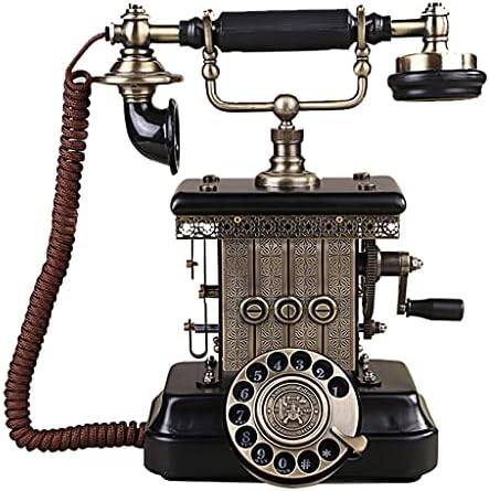Антички телефон XJJZS, класичен гроздобер телефон со земја Европска фиксна телефонска декоративна ротирачка дневник со висечки слушалки