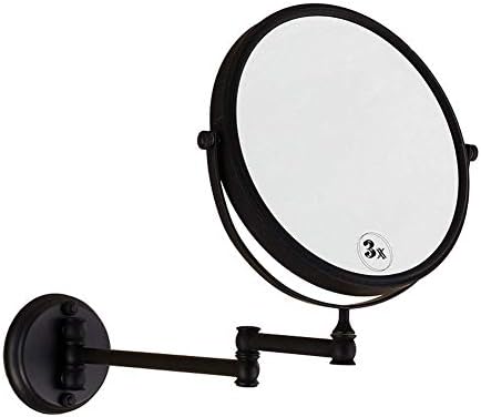 Огледало за огледало на огледало за бања, монтирано со огледало за шминка, двострана 3x зголемување 360 ° вртење на преклопување за суета