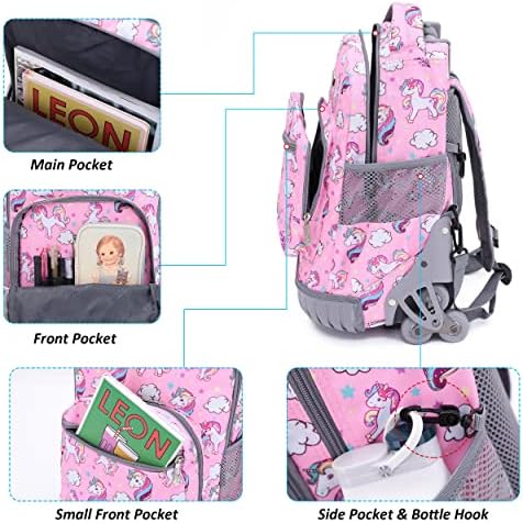 Нов Тилами 16 инчи Кид тркалачки ранец за деца, прилагодлив ранец на лаптоп куфер со тркала за девојчиња до училишни патувања