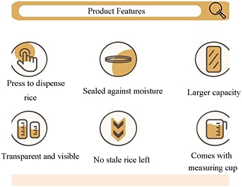 НИЗАМЕ Притиснете За Мерење На Диспензерот За Ориз Поголеми Диспензери За Жито Со Еден Клик Конвексно Копче Со Мерна Чаша За Складирање