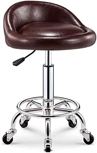 Нахен тркалање вртливата салон стол столче со задна поддршка и тркала кожени вртежни столици за лифт прилагодлива висина вртење столче за тетоважа продавница за м