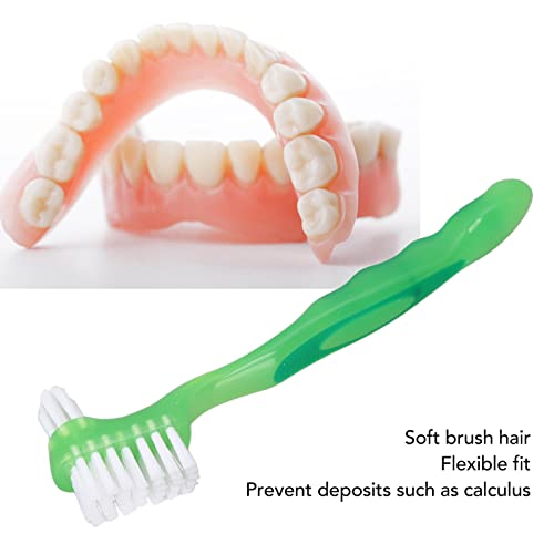 Четка за чистење на протеза, стоматолошки двострана професионална двојна влакната лажни заби за заби чистење за стари преносни плакети