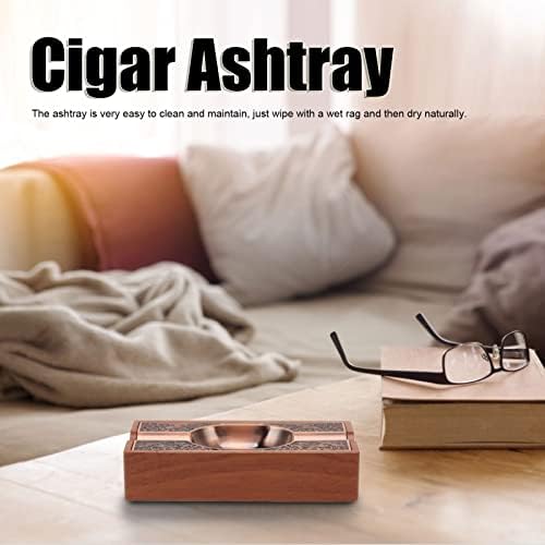 Tgoon цигара пепелник, цигара на отворено цигара лесен за преносен гроздобер метал од цврсто дрво за дома
