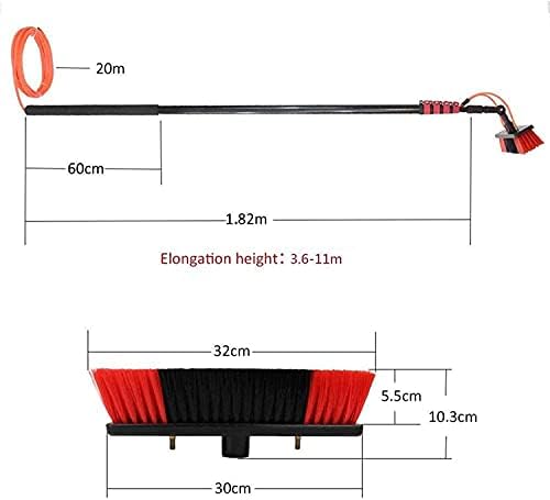 Четки За Чистење БКГДО, 3,6-11М Опрема За Перење Телесродни Влакна Телесекстензија Чистење На Столбови Погодно За Камиони Прозорци Прозорци Стакло