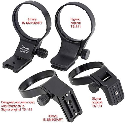 ISHOOT 82mm Trist Mount Ring Lens Lens Компатибилен со Sigma 105mm F/1.4 DG HSM Art & Sigma 100-400mm f/5-6.3 DG DN OS, долниот држач за поддршка на леќи, дното на држачот за поддршка на леќи е ARCA-SWISS Fit Fit Fight Protion