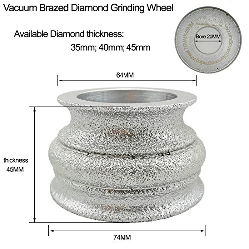 Не! Не! Дијатол 3 инчи/75мм вакуум со рачен профил со дијамантски тркала Камен дијамантски конвекст тркало раб на раб за камена абразивна мелење