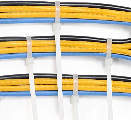 Универзална пакување Пол Врски со жица со кабел, долги 8 инчи, бели, силни 40 фунти најлон пластика, тешка индустриска оценка, само-заклучување, отпорни на УВ, организ?