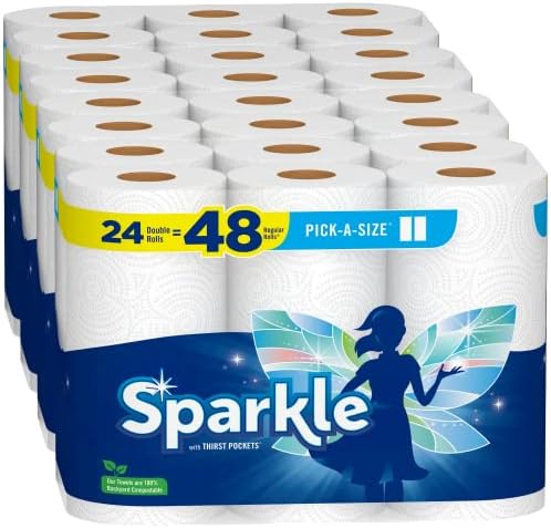 Спарле® Пик-А-големина хартиени крпи, 24 двојни ролни = 48 редовни ролни