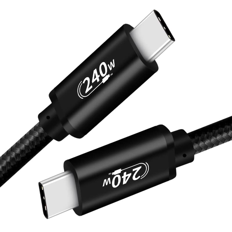 Hellopro USB C до USB C кабел 240W 6.6FT, PD 3.1 Брзо полнење на кабелот за полнење Тип C 48V 5A Најлон плетенка, компатибилен со MacBook iPad