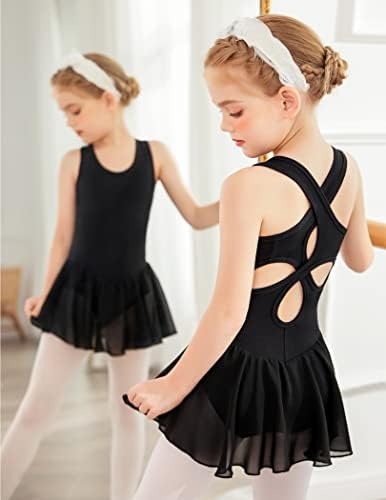 Девојки за деца на Аршинер, шупливи балетски леотард со фустани за танцување без ракави без здолниште