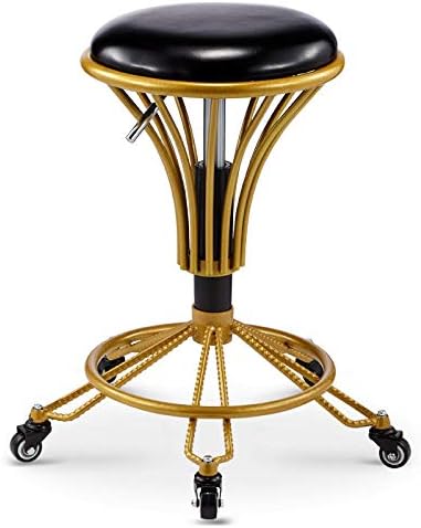 Детализирање на столицата на тркалото ， Господар масажа на седло столче со црно синтетичко кожено седиште ， прилагодлива висина 48-58 см ，