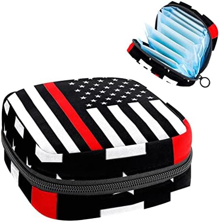 Период торба, санитарна торба за складирање на салфетки, торбичка за периоди, торба за шминка за патувања, американско знаме црно бело шема