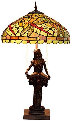 ZSBLXHHJD TIFFANY TABLE LAMP Ретро дневна соба Студија соба соба спална соба креветчиња за кревет Европски пасторални зелени ламци стаклени