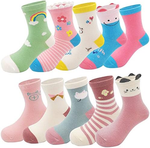 Зуму дете деца мали девојчиња симпатична памучна екипас чорапи 10 пакувања