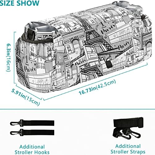 висесани Бебе Шетач Организатор Париз Ајфеловата Кула Сива Шетач Додатоци Торба Голем Простор со 2 Држачи За Чаши Повеќе Џебови Со Патент За