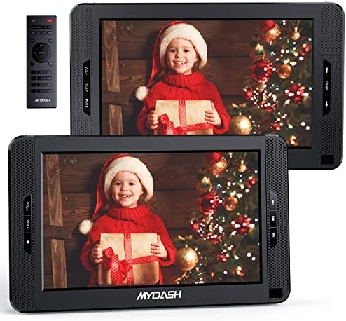 Преносни ДВД плеери за автомобил, MyDash 10.5 Двоен екран ДВД-плеер за автомобил Близнаци Видео плеер за деца со 5-часовна батерија