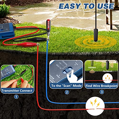 Локатор на кабел за подземна жица, закопана жица за локатор за лоцирање на жица Локатор за ограда за кучиња, батерија за полнење