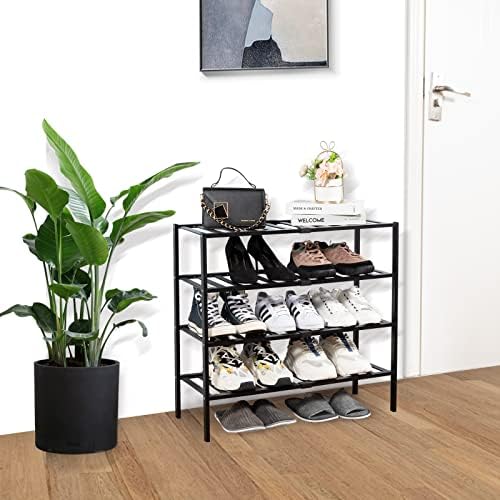 Allinside Bamboo Shoe Rack, Splable & Stackable, Организатор за складирање на дрвени чевли, хипоалергичен бамбус материјал, цврста полица за чевли