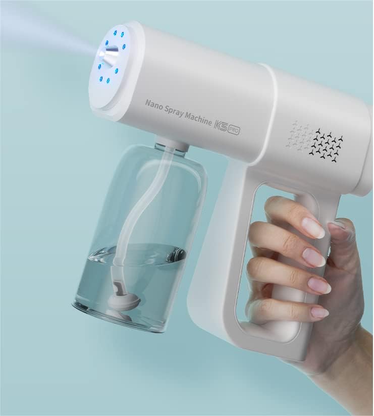 Машина за прскање со 8 сино-зрачна ламба за безбедност за хотелски рачен санитализатор магла за бербер со сина светлина за мажи за здравствено лесен за носење