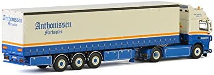 За DAF CF Space Cab 4x2 Curne Side Tautliner Trailer 01-2182 1/50 Diecast Model Завршен автомобил камион