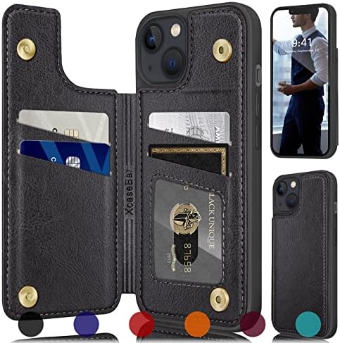 XcaseBar за iphone 14 6.1 паричник случај со[Рфид Блокирање][4 Носителот На Кредитна Картичка], Флип Книга СТП Кожа телефон случај Заштитна Покривка