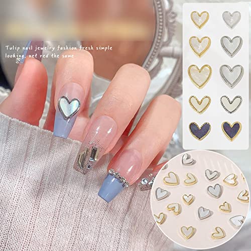 Декорација на ноктите за украсување маникир во форма на срцев додаток за нокти метални акрилични обвивки камен за салон за нокти дома DIY