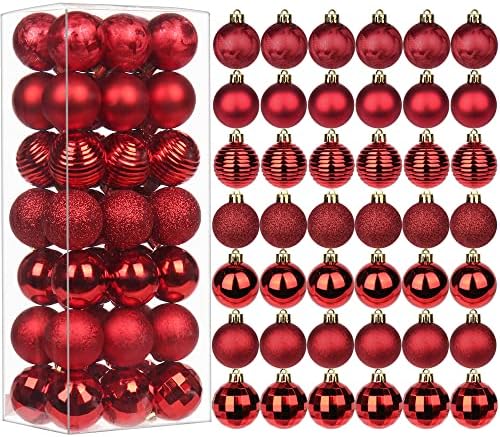 1,57 Божиќни украси за божиќни топка 42 парчиња украси за новогодишни елки, распрскувани, виси црвени божиќни украси топки со
