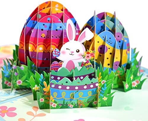 Поздрав уметност Велигденски јајца Поп -ап картичка, Велигденска скокачка картичка со плик - 3Д Велигденска поп -картичка за деца, Среќна честитка за Велигденски де?
