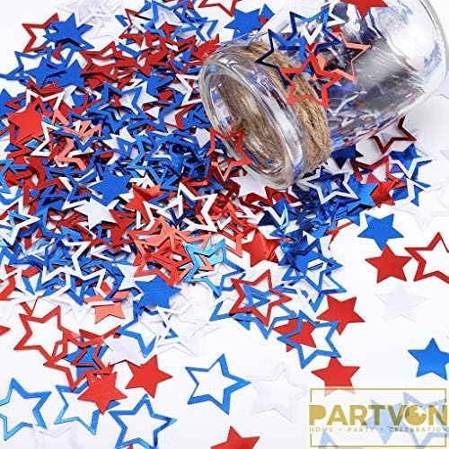 Црвено Бело Сино Трепкање Ѕвезди Маса Конфети за 4 јули Партија Украси Независност Националниот Ден Американската Тема Роденден Патриотски
