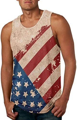 Bmisegm летни машки маици лето Нов американски ден на американска независност памук 3Д печатење на лежечки машки резервоар врвни мажи