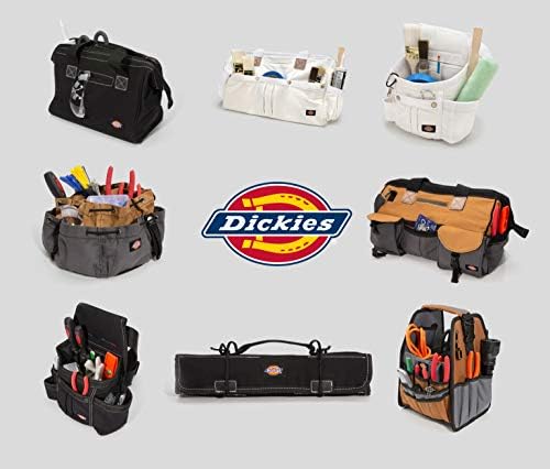 Dickies 20-инчи Трајни работни торби за платно за сликари, столари и градежници, тешки патент, армирани рачки, надворешни џебови, лента за рамо, бело