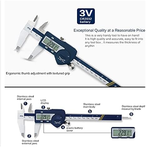 Quul зацврстен нерѓосувачки челик 0-150/200/300 мм Дигитален Калипер Калипер Електронски Верниер Микрометро