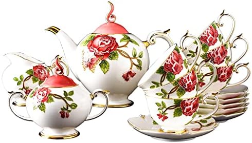 DNATS 15 парчиња сет, цвет врежана порцеланска сад за садови за кафе, чинија за дизајн на круна, сет на палата чаша, гроздобер чај забава