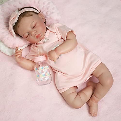 Dcolco Прероди Бебе Кукли Спиење Девојка - 19 Инчи Ткаенина Тело Реални Новороденче Кукла Кои Изгледаат Вистински За Деца возраст 3+