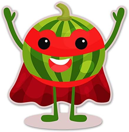 Супер овошје лубеница - 4 инчи со целосна боја на бои за MacBooks или лаптопи - гордо направено во САД од лепило винил