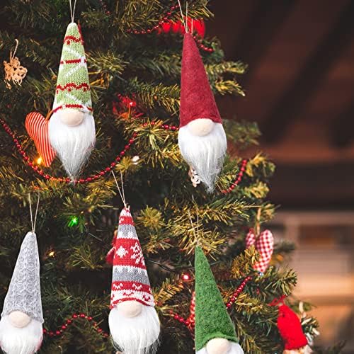 Јосичи Божиќни гно -украси сет од 10, рачно изработена декорација на новогодишна елка Шведска плишана гноми Санта елф домашни украси,