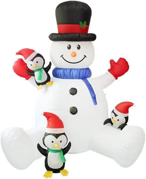 Божиќни украси на надувување Есл, надворешно Божиќно надувување Снежен човек Пингвин наречен Рохан со LED светла на отворено забава дома Градина двор реквизити Бож?