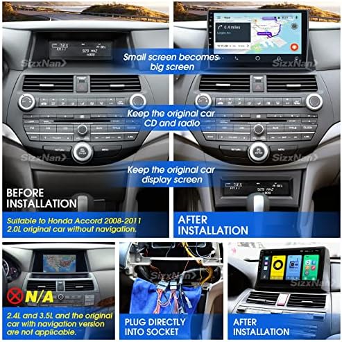 Sizxnanv За Хонда спогодба 8 2008 2009 2010 2011 Андроид 11 Екран На Допир Компатибилен Со Carplay Android Auto, Автомобил Радио Стерео Bluetooth