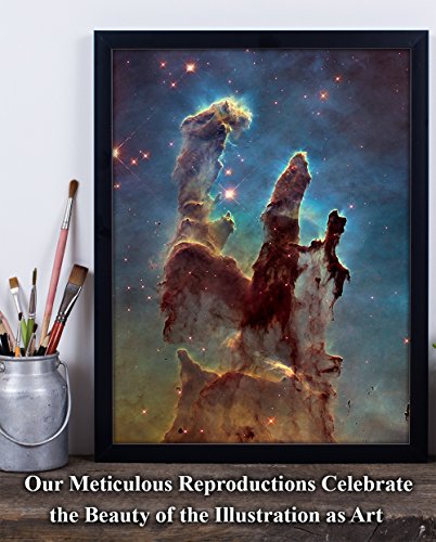 Постер за астрономија - Столбови на создавање - Фотографија од вселенскиот телескоп Хабл - 11x14 Незгоден уметнички принт - Гроздобер