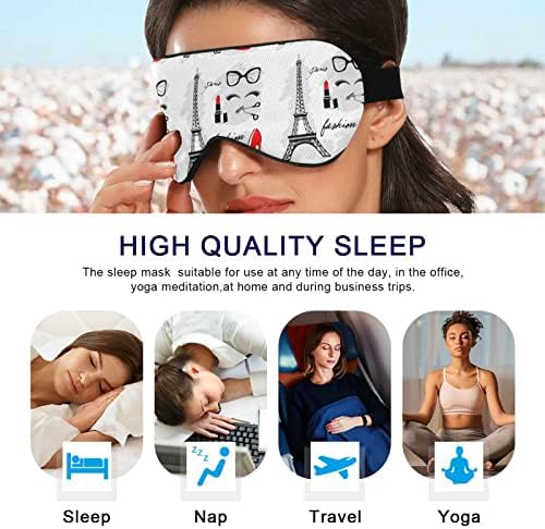 Unisex Sleep Eye Mask Paris-Eiffel-Tower-Red-lipstick Night Sleeper Mask Удобно капаче за очи за спиење на очите