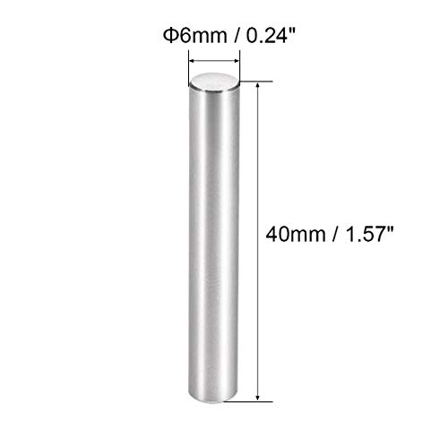 Uxcell 15pcs 6mm x 50mm Dowel Pin 304 Не'рѓосувачки челик цилиндрична полица за поддршка на игла за прицврстување на елементите сребрен тон