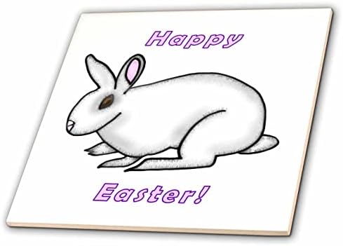 3дроза Симпатична слика бело зајаче зајак Со Сиво засенчување Среќен Велигден-Плочки