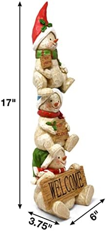 Среќен Божиќ Снежен човек Трио маса, Топер декор смола, добредојде зимска фигура централна таблета за таблети за камин мантил полица