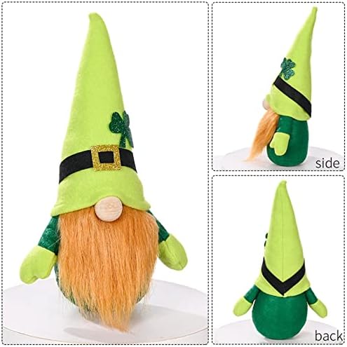 Bbyeadc Рачно изработено зелено лепечани Tomte Santa Gnome Figurine играчка за декорација на Денот на Свети Патрик, Св Патрик Ден декорирање